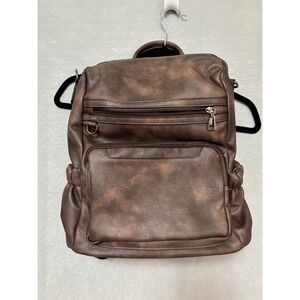 Bostanten Womens Vegan Leather Backpack Coffee Brown Vintage Travel Bag Large